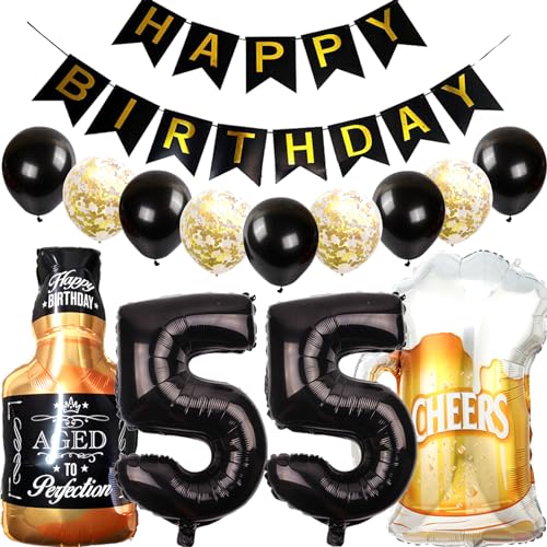 Feelairy Luftballons 55. Geburtstag Deko, Geburtstagsdeko 55 Jahre Mann Frau, Folienballon Whiskey Bierglas Ballon Weinflasche Bier Deko, Happy Birthday Banner für 55 Jahre Geburtstag Party Deko Set Feelairy Luftballons 55. Geburtstag Deko, Geburtstagsdeko 55 Jahre Mann Frau, Folienballon Whiskey Bierglas Ballon Weinflasche Bier Deko, Happy Birthday Banner für 55 Jahre Geburtstag Party Deko Set von Feelairy