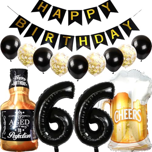 Feelairy Luftballons 66. Geburtstag Deko, Geburtstagsdeko 66 Jahre Mann Frau, Folienballon Whiskey Bierglas Ballon Weinflasche Bier Deko, Happy Birthday Banner für 66 Jahre Geburtstag Party Deko Set Feelairy Luftballons 66. Geburtstag Deko, Geburtstagsdeko 66 Jahre Mann Frau, Folienballon Whiskey Bierglas Ballon Weinflasche Bier Deko, Happy Birthday Banner für 66 Jahre Geburtstag Party Deko Set von Feelairy