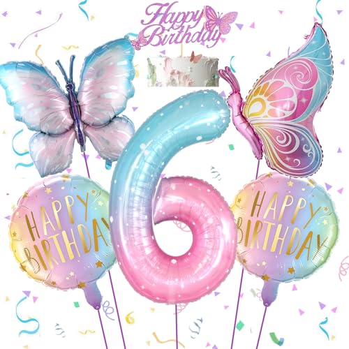 Feelairy Schmetterling Deko Geburtstag 6 Jahre Mädchen, Bunt Schmetterling 6, Luftballon 6 Jahre Geburtstagsdeko Mädchen Schmetterling Ballons Happy Birthday Deko für 6. Geburtstag Mädchen Deko Feelairy Schmetterling Deko Geburtstag 6 Jahre Mädchen, Bunt Schmetterling 6, Luftballon 6 Jahre Geburtstagsdeko Mädchen Schmetterling Ballons Happy Birthday Deko für 6. Geburtstag Mädchen Deko von Feelairy