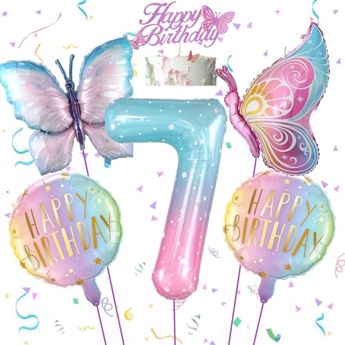 Feelairy Schmetterling Deko Geburtstag 7 Jahre Mädchen, Bunt Schmetterling 7, Luftballon 7 Jahre Geburtstagsdeko Mädchen Schmetterling Ballons Happy Birthday Deko für 7. Geburtstag Mädchen Deko Feelairy Schmetterling Deko Geburtstag 7 Jahre Mädchen, Bunt Schmetterling 7, Luftballon 7 Jahre Geburtstagsdeko Mädchen Schmetterling Ballons Happy Birthday Deko für 7. Geburtstag Mädchen Deko von Feelairy