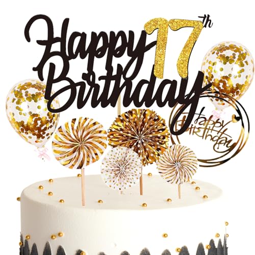 Feelairy Tortendeko 17. Geburtstag für Mädchen und Jungen - Glitzer Cake Topper Happy 17th Birthday - Kuchen Deko mit Ballon und Konfetti für 17 Jahre Kinder Feelairy Tortendeko 17. Geburtstag für Mädchen und Jungen - Glitzer Cake Topper Happy 17th Birthday - Kuchen Deko mit Ballon und Konfetti für 17 Jahre Kinder von Feelairy