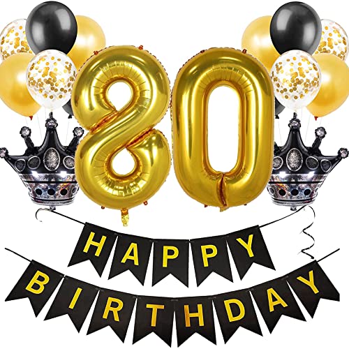 Feelairy Luftballon 80. Geburtstag Deko Frauen, Ballon Geburtstagsdeko 80 Jahr Männer, Schwarz Gold Happy Birthday Deko Ballon 80 Geburtstag Frau Party Deko, Ballon 80. Geburtstag Dekoration Set Feelairy Luftballon 80. Geburtstag Deko Frauen, Ballon Geburtstagsdeko 80 Jahr Männer, Schwarz Gold Happy Birthday Deko Ballon 80 Geburtstag Frau Party Deko, Ballon 80. Geburtstag Dekoration Set von Feelairy