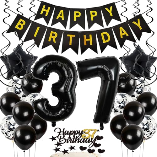Feelairy Luftballon 37. Geburtstag Deko Männer, Geburtstagsdeko 37 Jahre Frauen, Schwarz Tortendeko Happy Birthday Deko 37. Geburtstag Frau, Ballon 37. Geburtstag Mann Party Dekoration Set Feelairy Luftballon 37. Geburtstag Deko Männer, Geburtstagsdeko 37 Jahre Frauen, Schwarz Tortendeko Happy Birthday Deko 37. Geburtstag Frau, Ballon 37. Geburtstag Mann Party Dekoration Set von Feelairy