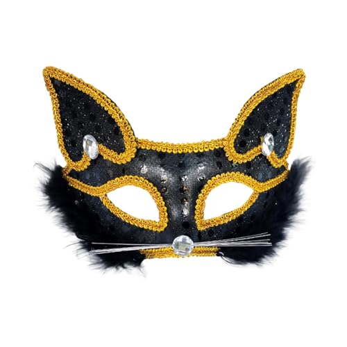 Feelcrag Elegante Venezianische Maske Schwarz,Maske Für Damen Herren Halloween Karneval Party Kostüm Schwarz Maskerade Masken Maskenball Damen Kostüme Paare Fasching Dekoration von Feelcrag