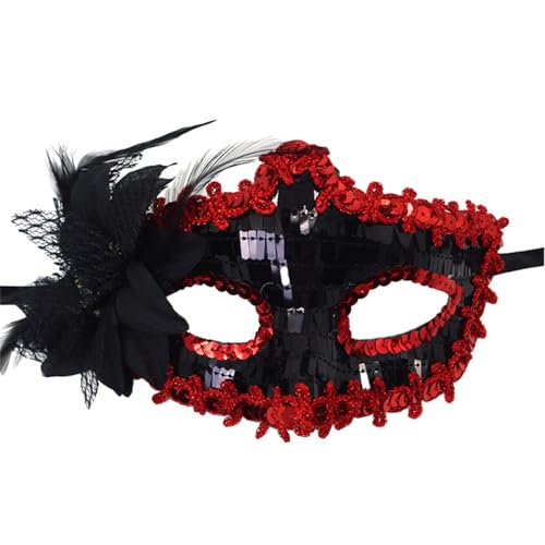 Feelcrag Mardi Gras Deecorations Venezianische,Schwarz Spitze Maske Für Karneval Paar Maskerade Mask Maske Gesicht Black Swan Kostüm Damen Verführerisches Damen Accessoire von Feelcrag