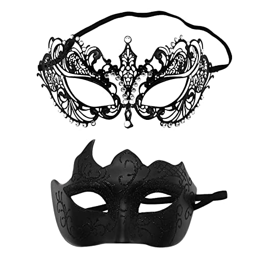 Feelcrag Paar Masquerade Maske Maskerade Masken Venezianischen,Hochzeitsball Maske Karneval Maske Maskerade-Maske Für Frauen Schwarze Maske Kostüm Paar Fasching Dekoration von Feelcrag