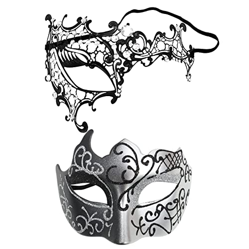 Feelcrag Paar Masquerade Maske Maskerade Masken Venezianischen,Karneval Schwarz Maskerade Masken Catwoman Maske Damen Für Halloween Karneval Party Kostüm Tanz Ball Party von Feelcrag