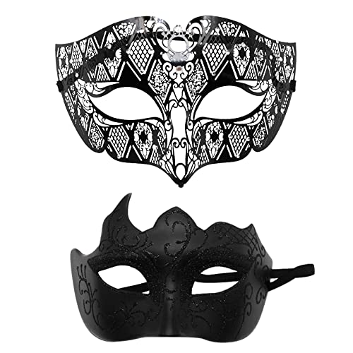 Feelcrag Paar Masquerade Maske Maskerade Masken Venezianischen,Maske Karneval Schwarz Maskerade Masken Augenmaske Fasching Barock Kostüm Damen Fasching Dekoration von Feelcrag