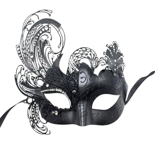 Feelcrag Venezianische Maske Herren,Halloween/Party/Ball Prom/Karneval/Hochzeit/Wanddekoration Schwarz Augenmaske Maskerade Faschingsmasken Masken Kostüm Faschingsdeko von Feelcrag