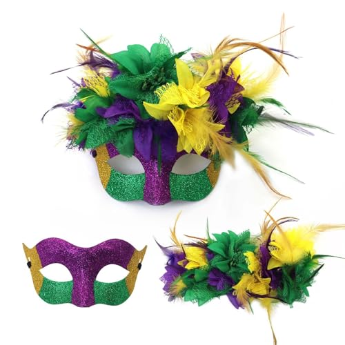 Feelcrag Venezianische Maskerade Maske,Venedig Karneval Kostüm Fun Vintage Maskerade Maske Maskenball Masken Maskerade Maske Set Für Cosplay Kostüm Ball Fasching Dekoration von Feelcrag