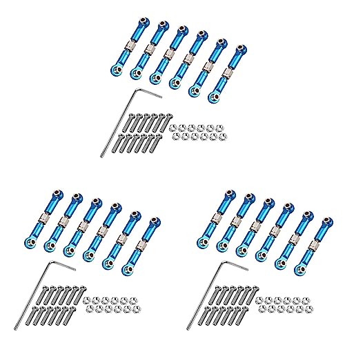 Feeuid 18 Stücke Einstellbare Metall Gestänge Zug Stange Vorne/Hinten Servo Link für A949 A959 A969 A979 K929 RC Auto Upgrade, Blau von Feeuid