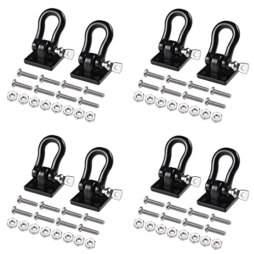 Feeuid 8Pcs Anhänger Abschleppschnalle Abschlepphaken Metall Kletteranhänger SchäKel für 1/10 RC Car Truck Climbing Car (Schwarz) von Feeuid