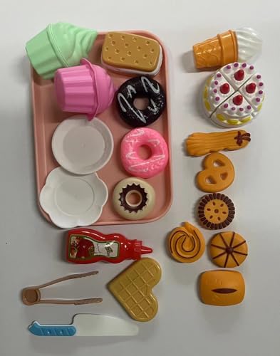 Spielzeug-Essens-Set für Kinder, Cake，Cookies，Food, 21-teilig, mit Tablett von Fegalop