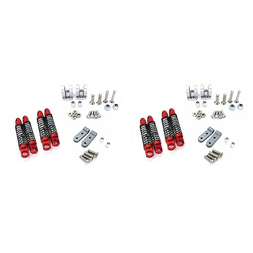 Fegtrtyoa 2Satz für D12 RC Auto Upgrades Teile Metall Vorne und Hinten Stoß Dämpfer Dämpfer mit Festem Sitz Zubehör, Rot von Fegtrtyoa