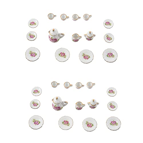 Fegtrtyoa 30 STK. Puppenhaus Miniatur Ware Porzellan Tee Set Teller Becher Teller Chinesische Rose von Fegtrtyoa