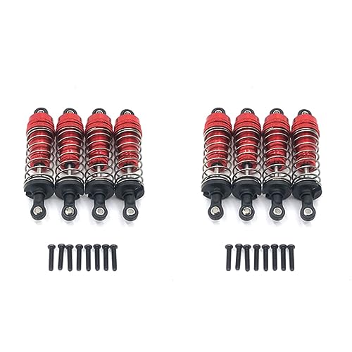 Fegtrtyoa 8 Stücke Metall Stoßdämpfer Dämpfer für 124019 124018 144001 RC Auto Teile Upgrade Zubehör, Rot von Fegtrtyoa