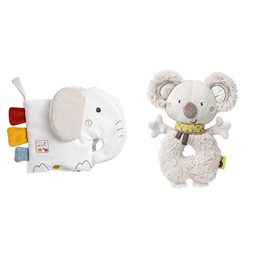 Fehn Soft Bilderbuch Elefant – mit Bio Baumwolle Stoff mit Tier Motiven & Fehn 064049 Ring-Greifling Koala - Motorikspielzeug mit Rassel – treuer Begleiter für Babys und Kleinkinder ab 0+ Monaten von Fehn