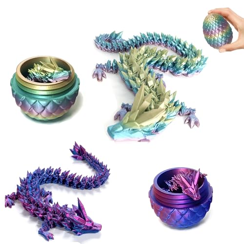 Fehodun 3D Gedruckt Drachen Artikuliert Flexible Drachen Realistische Slithering Design Leuchtende Tier für Schreibtisch Dekoration von Fehodun