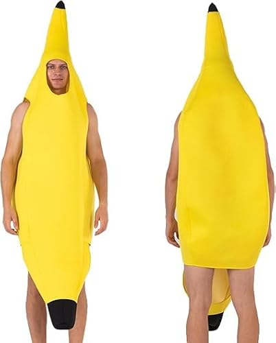 Fehodun Banane Kostüm für Erwachsene Peely Banane Outfits Lustig Obst Dress Up Anzug Deluxe Unisex Einheitsgröße Halloween Cosplay Zubehör von Fehodun