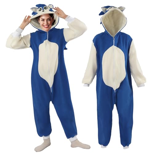 Fehodun Erwachsene Sonic Hedgehog Kostüm Tier Relax Kostuem Cartoon Kostüm Onesie Jumpsuit Halloween Schlafanzug Cosplay Karneval Einteiler von Fehodun