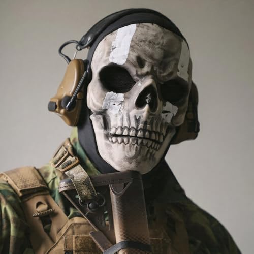 Fehodun Ghost maske sturmmaske Call of Duty Gesichts Grusel Schädel Vollgesichts Maske Halloween Erwachsene COD Cosplay Kostüm Maske Sport Skimaske von Fehodun