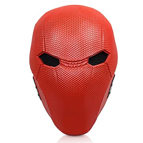 Fehodun Halloween Red Hood Helm Deluxe Superheld Maske Erwachsene Cosplay Harz Helmet Maskerade Requisiten Zubehör von Fehodun