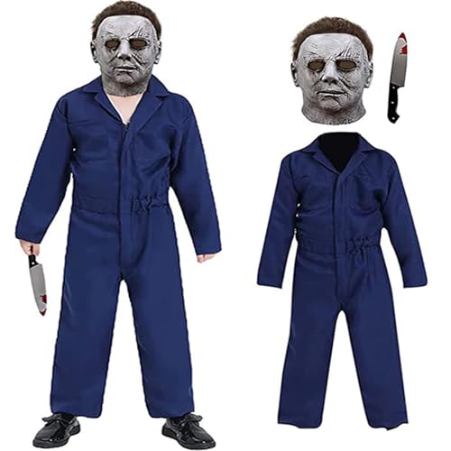 Fehodun Michael Myers Kostüme Kinder Horror Killer Outfit Gruseliges Overall Kostüm mit Mask Toyknife Helloween Cosplay Props Fehodun Michael Myers Kostüme Kinder Horror Killer Outfit Gruseliges Overall Kostüm mit Mask Toyknife Helloween Cosplay Props von Fehodun