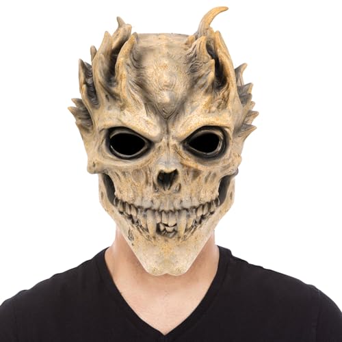 Fehodun Totenkopf Maske Horror Vollkopf Totenkopf Helm Halloween Grusel Skelett Dämon Maske Cosplay Kostüm Requisiten für Erwachsene von Fehodun