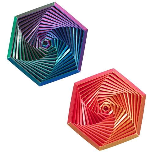 2 StüCk Fractal Fidget Hexagon, Fidget Toys Erwachsene Kind Stressabbau, Anti Stress Spielzeug, Anxiety Toy, ADHD Toys, Zappelspielzeug (Bunt Und Rot) von FeiOne