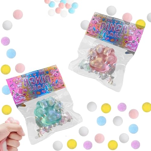 FeiOne Katzenpfoten Squishy, 2 StüCk Handgemachtes Aus Silikon Zum Stressabbau, Unisex, Taba Squishy, Stressabbau Spielzeug, Ultraweiches Dekompressions EntlüFtungsspielzeug (Rosa+GrüN) von FeiOne