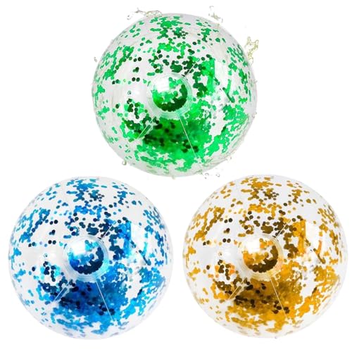 Wasserball Aufblasbar, 3 Stück Aufblasbare Glitter Wasserbälle, Strandball, Beachball, Schwimmbad Party Ball Für Sommeraktivitäten Im Freien, Aufblasbarer Ball, Wasserball Groß von FeiOne