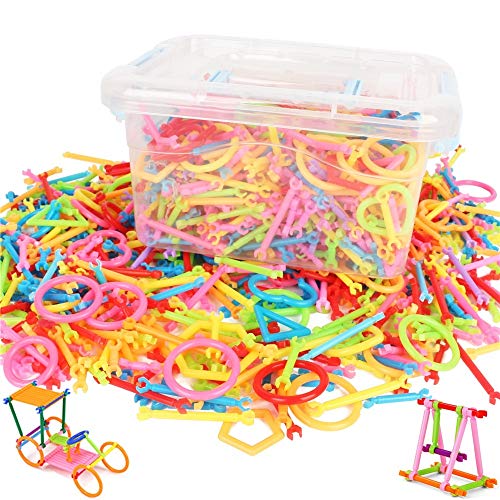 FeiWen 1000pcs Bausteine Pädagogisches Spielzeug Magic Sticks Lernspielzeug Steckspiel Steckbausteine 3D Intelligenz Stapeln Spielzeug mit Handcarry Box Weihnachten Geburtstagsgeschenk von FeiWen