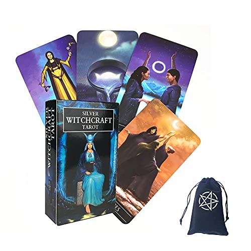 Silberne Hexerei-Tarotkarten,Silver Witchcraft Tarot Cards,with Bag,Party Game von FeiYuCard