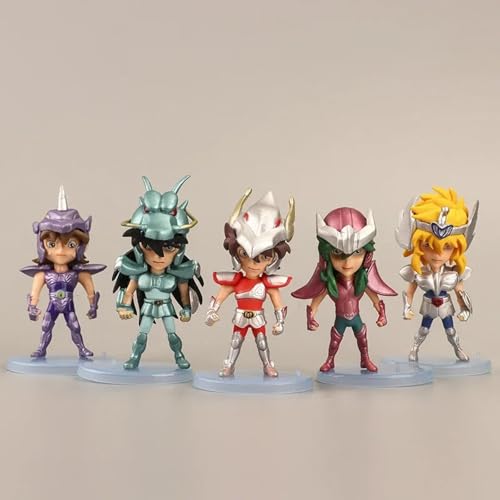 5 Stück/Los Japan Anime Gold Saint Seiya Tierkreisritter PVC Action Figur Modell Dekoration Haus Tisch Auto Cake Decor Geschenk 9cm von Feitoy