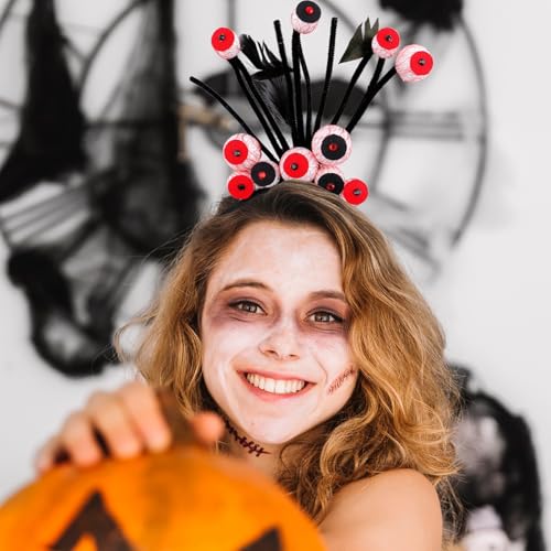 Feizikaw Damen Haarspange Halloween Hairhoop Augapfel Stirnband Halloween Party Dekoration Kostüm Zubehör (B, A) von Feizikaw