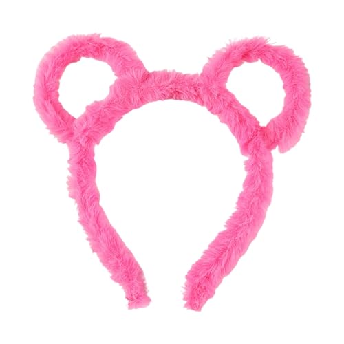 Feizikaw Farben Klein Haarklammer Frauen Winter Dick Gefüllte Stirnband Runde Bär Ohren Make-Up Haar Hoop Cartoon Geformt Gefüllte Haar Hoop Kostüm Cosplay Party (20X17CM) von Feizikaw