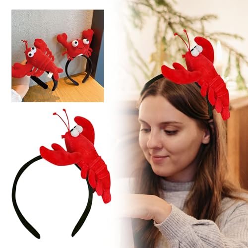 Feizikaw French Barrette Krabben-Stirnband, Hummer-Stirnband, rote Party-Kopfbedeckung für Frauen, Haarreif, Meerestier, Cosplay-Stirnband (A, 11.5) von Feizikaw