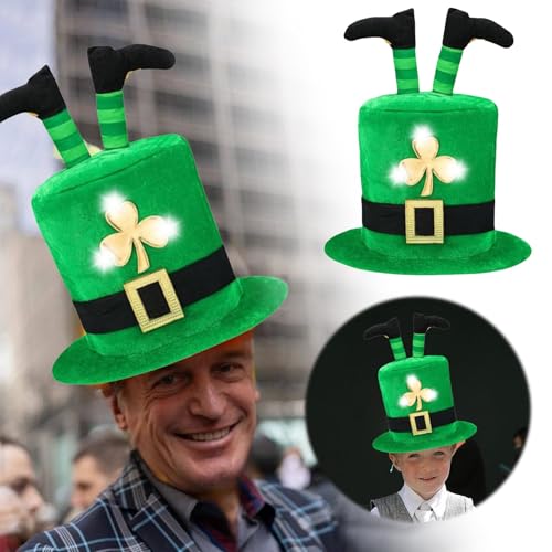 Feizikaw Pyjama Party Deko Lassen Sie Ihrer Fantasie freien Lauf mit unserem Hut mit irischer Beindekoration – perfekt für Fans grüner Hüte zum St. Patrick's Day (B, 30x29cm) von Feizikaw