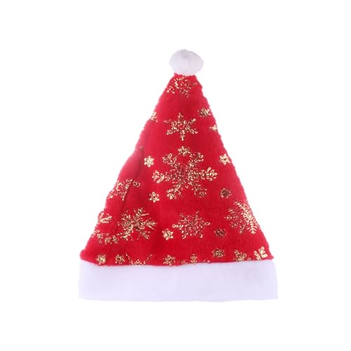 Hut Damen Weihnachtsmütze, Party-Kostümzubehör für Feiertage, Weihnachtsmann-Kopfbedeckung für Erwachsene Kinder (Gold, One Size) von Feizikaw