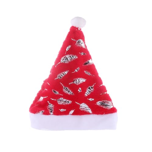 Hut Damen Weihnachtsmütze, Party-Kostümzubehör für Feiertage, Weihnachtsmann-Kopfbedeckung für Erwachsene Kinder (Silver, One Size) von Feizikaw