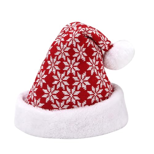 Schlapphut Damen Gestrickte Weihnachtsmütze aus dickem Fleece für Erwachsene, warme Weihnachtsmütze für Feiertage (Red, One Size) von Feizikaw