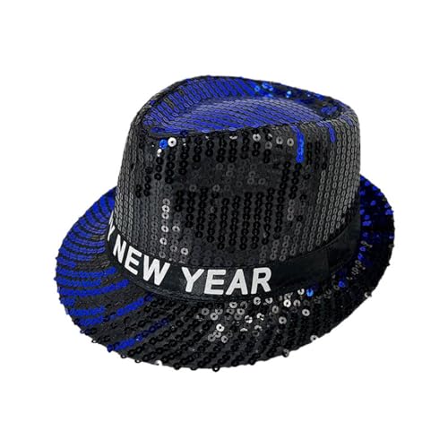 Schlapphut Damen Jazzhut mit Pailletten | Pailletten-Anglerhut zur Silvesterfeier | Festliches Party-Zubehör für Silvester (Blue, One Size) von Feizikaw