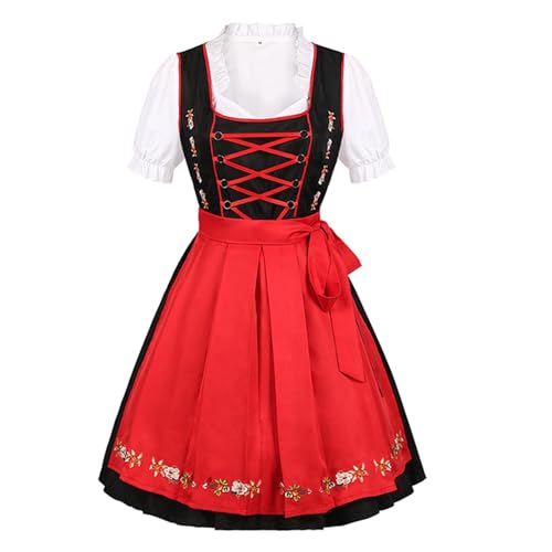 Felcia Damen Oktoberfest Outfit Bayerisches Bier Faschingskostüm Dienstmädchen Kleid für Halloween Cosplay Kostüm (A-Schwarz, S) von Felcia