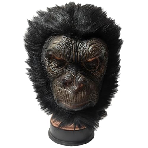 Felcia Halloween Gorilla Affe Facewear Funny Animal Head Cosplay Facewear Headwear for Party Maskerade Costume Props (Black, One Size) von Felcia