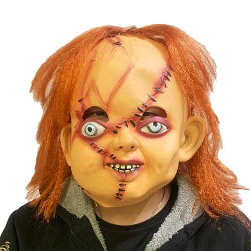 Felcia Halloween Gruselmaske Gruseliger Film Charakter Lustige Maske Realistische Horror Maske für Party Maskerade Cosplay Kostüm Requisiten (A-Gelb, Einheitsgröße) von Felcia