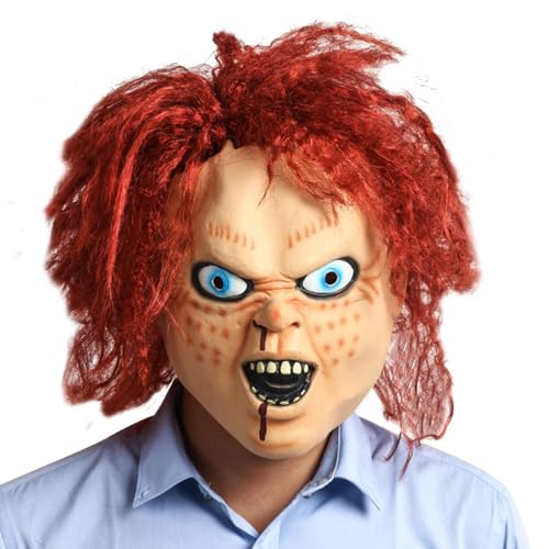 Felcia Halloween Gruselmaske Gruseliger Film Charakter Lustige Maske Realistische Horror Maske für Party Maskerade Cosplay Kostüm Requisiten (A-Orange, Einheitsgröße) von Felcia