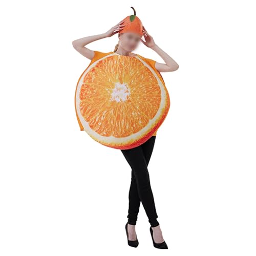 Felcia Halloween-Obstkostüm für Erwachsene, Lebensmittel-Cosplay-Kostüme, lustige orangefarbene Tomaten, Trauben, Verkleidung für Comedy-Kostüm (C-Orange, Einheitsgröße) von Felcia