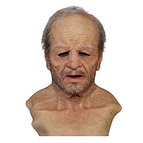 Felcia Old Man Woman Halloween Mask Realistic Halloween Human Wrinkle Face Mask for Halloween Cosplay Masquerade Party (Skin, One Size) von Felcia