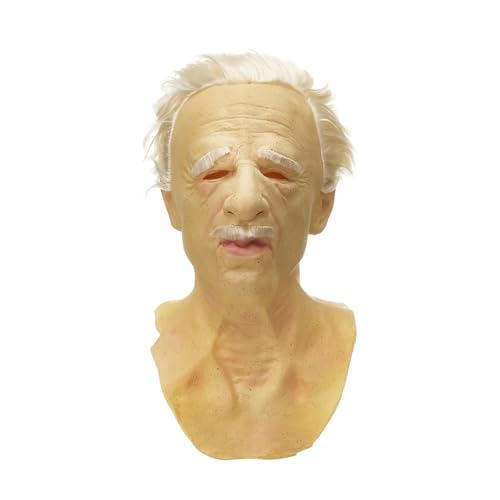 Felcia Old Man Woman Halloween Maske Realistische Halloween Menschliche Falten Gesichtsmaske für Halloween Cosplay Maskerade Party (Pinkish Grau, Einheitsgröße) von Felcia