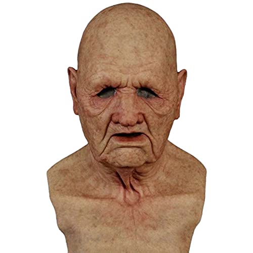 Felcia Old Man Woman Mask Realistic Halloween Human Wrinkle Face Mask for Halloween Cosplay Masquerade Party (Nude, Old Lady) von Felcia